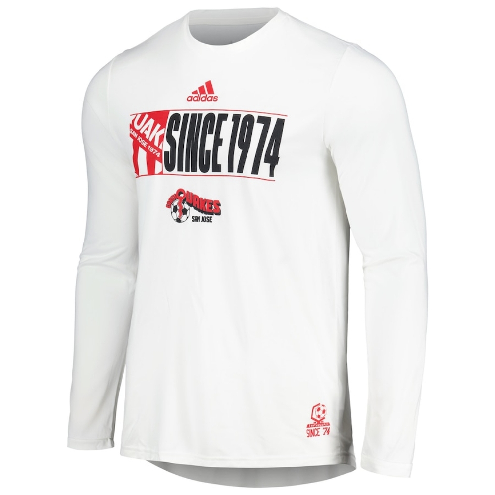 Men's San Jose Earthquakes adidas White 2024 Jersey Hook AEROREADY Long Sleeve 